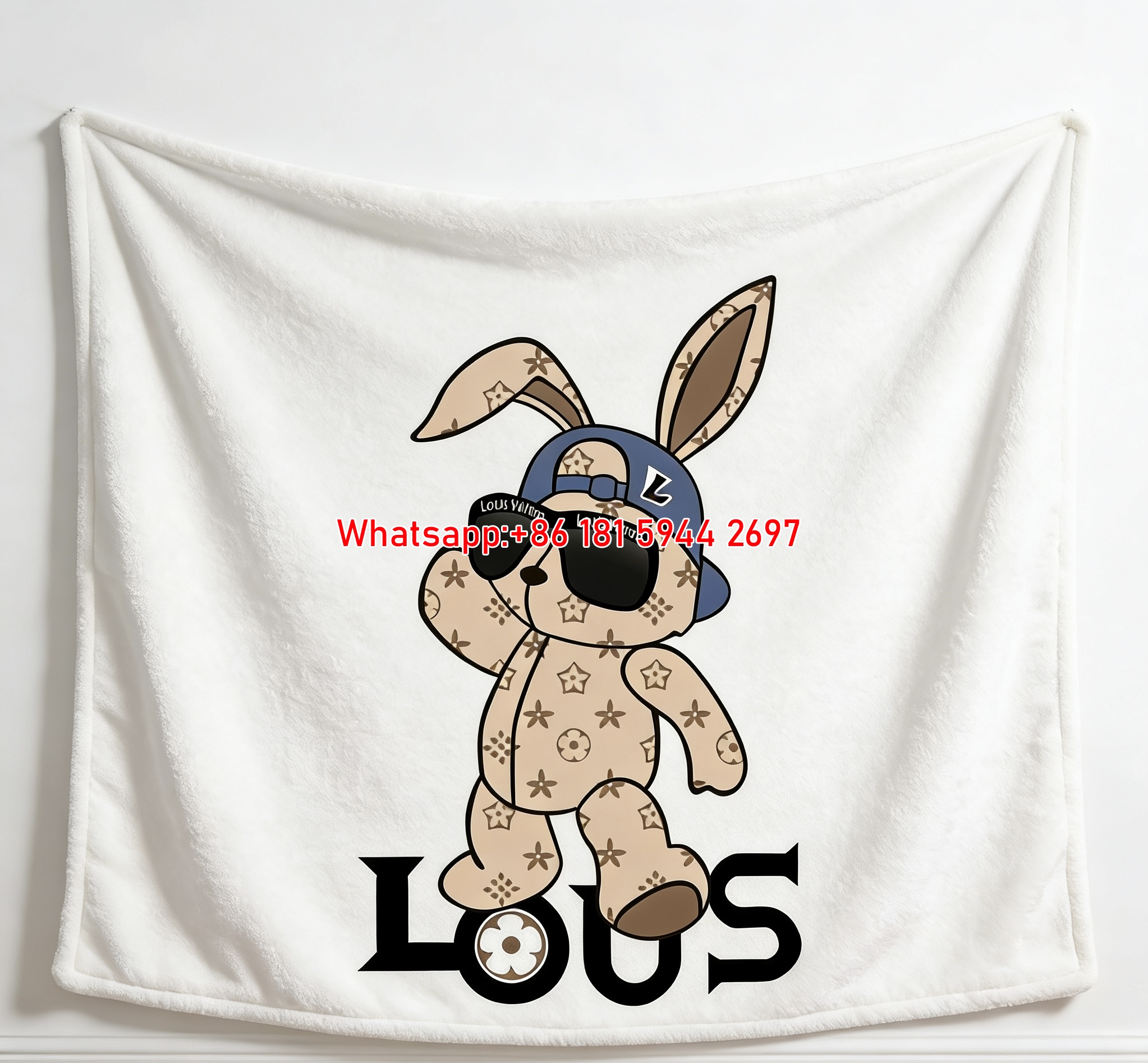 LV Cap Bunny Blanket Cool LV Rabbit Blanket 111